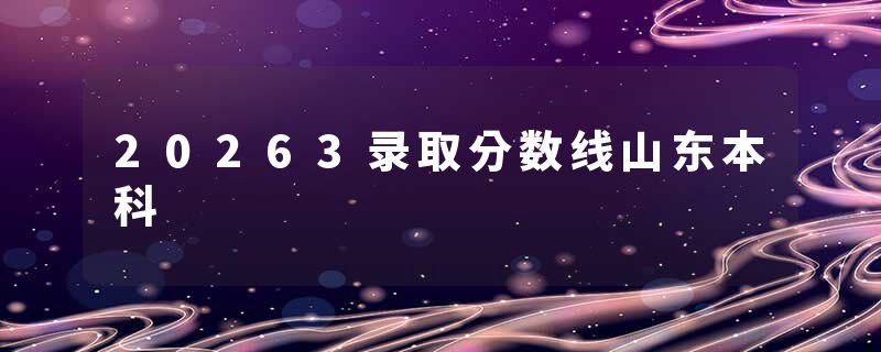 20263录取分数线山东本科