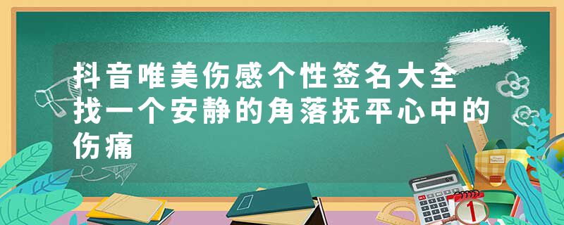 抖音唯美伤感个性签名大全 找一个安静的角落抚平心中的伤痛