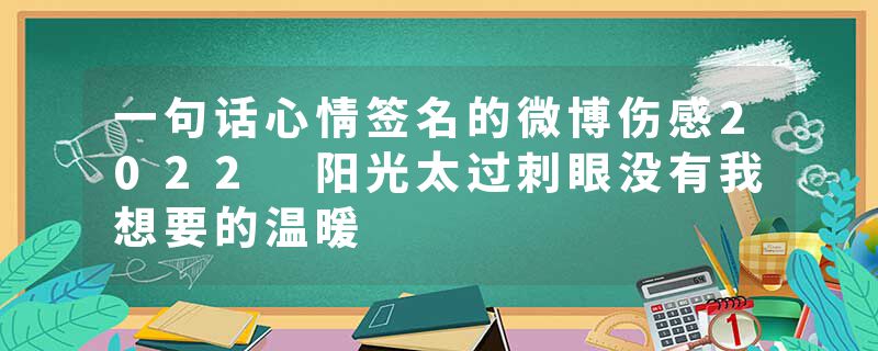 一句话心情签名的微博伤感2022 阳光太过刺眼没有我想要的温暖