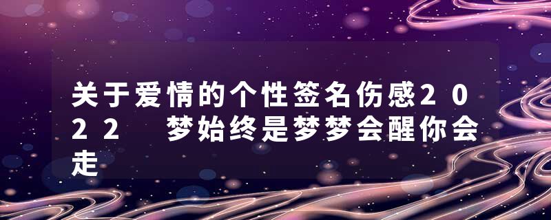 关于爱情的个性签名伤感2022 梦始终是梦梦会醒你会走