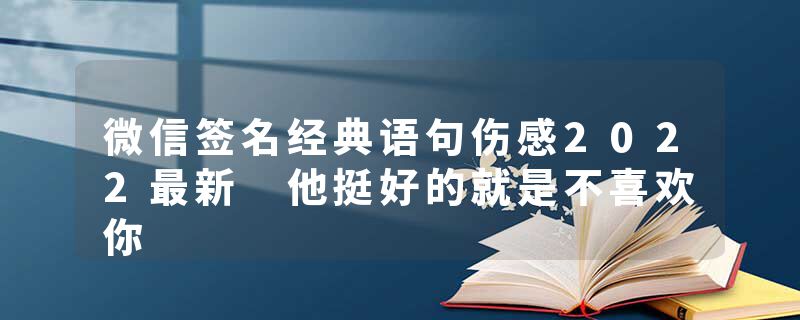 微信签名经典语句伤感2022最新 他挺好的就是不喜欢你