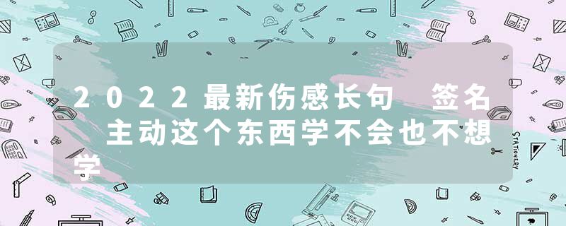 2022最新伤感长句 签名 主动这个东西学不会也不想学