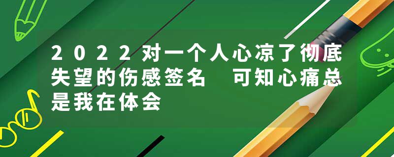 2022对一个人心凉了彻底失望的伤感签名 可知心痛总是我在体会