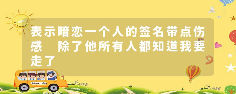 表示暗恋一个人的签名带点伤感 除了他所有人都知道我要走了