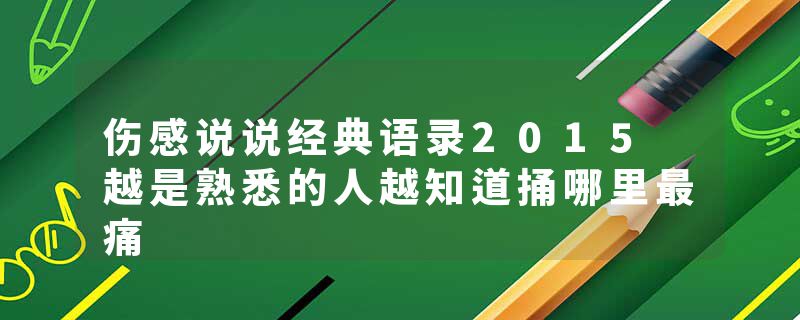 伤感说说经典语录2015 越是熟悉的人越知道捅哪里最痛