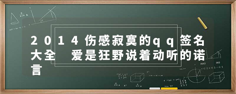 2014伤感寂寞的qq签名大全 爱是狂野说着动听的诺言