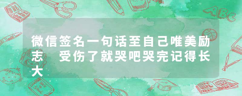 微信签名一句话至自己唯美励志 受伤了就哭吧哭完记得长大