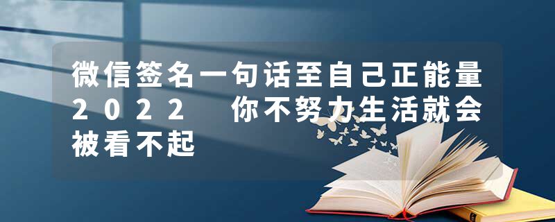 微信签名一句话至自己正能量2022 你不努力生活就会被看不起