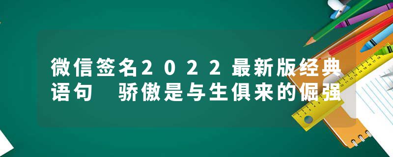 微信签名2022最新版经典语句 骄傲是与生俱来的倔强