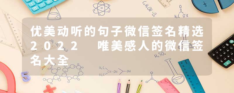 优美动听的句子微信签名精选2022 唯美感人的微信签名大全