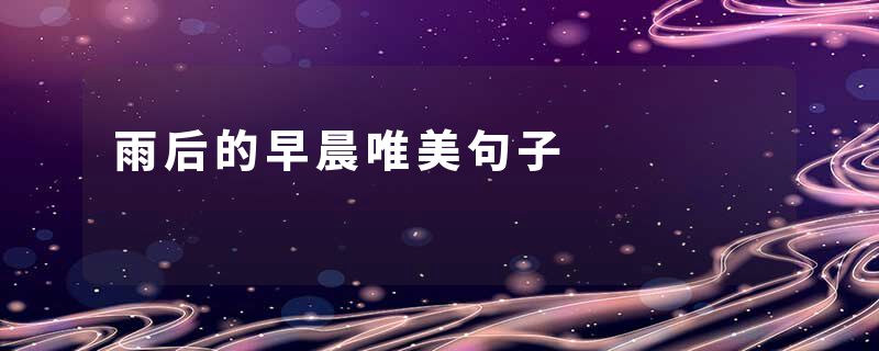 雨后的早晨唯美句子