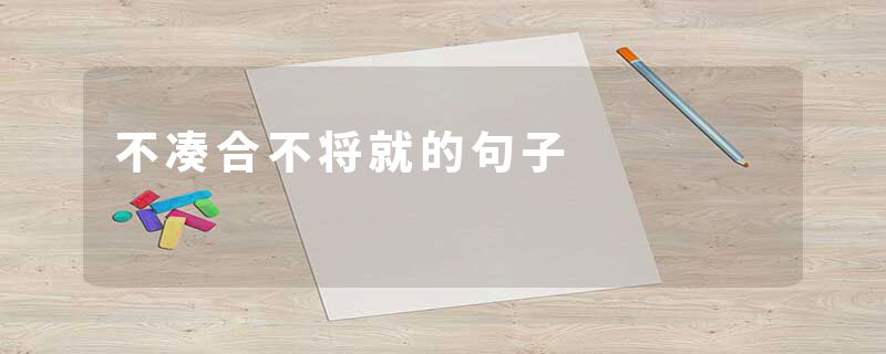 不凑合不将就的句子