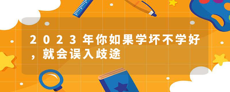 2023年你如果学坏不学好，就会误入歧途