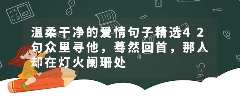 温柔干净的爱情句子精选42句众里寻他，蓦然回首，那人却在灯火阑珊处