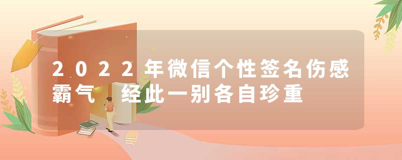 2022年微信个性签名伤感霸气 经此一别各自珍重