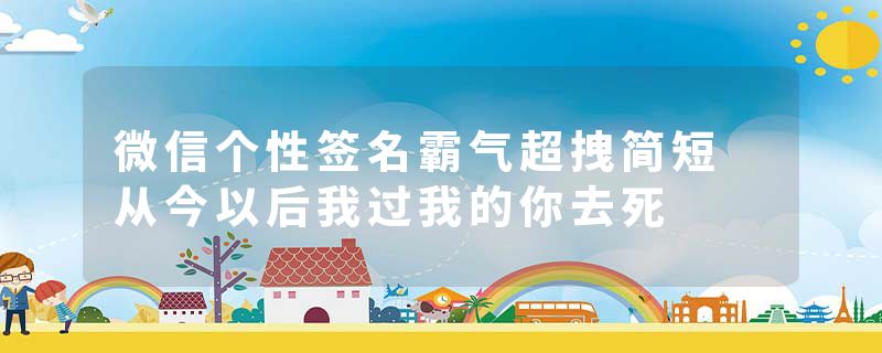 微信个性签名霸气超拽简短 从今以后我过我的你去死