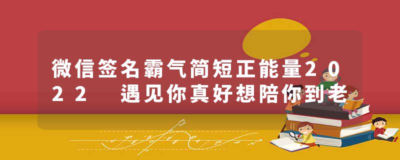 微信签名霸气简短正能量2022 遇见你真好想陪你到老