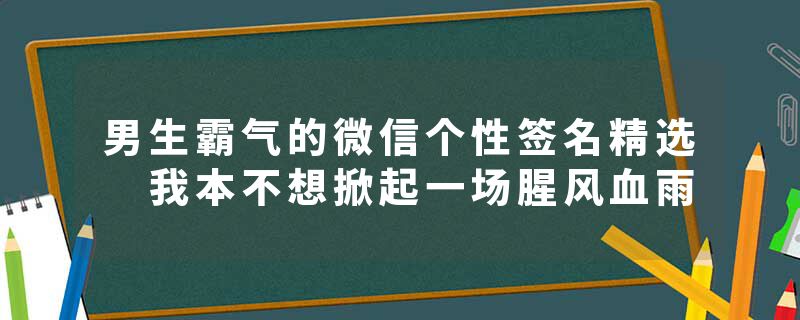 男生霸气的微信个性签名精选 我本不想掀起一场腥风血雨