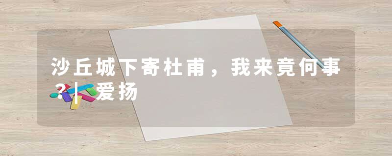 沙丘城下寄杜甫，我来竟何事？|爱扬