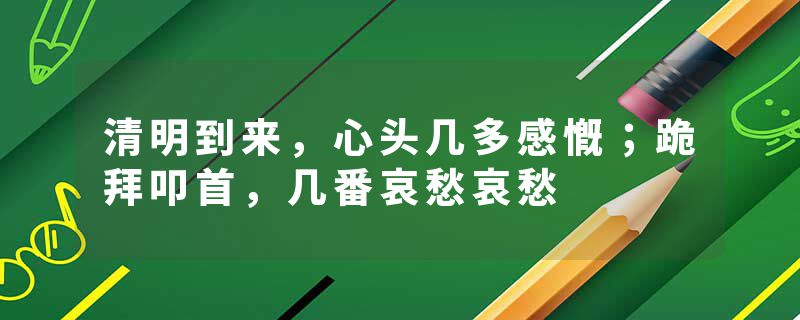 清明到来，心头几多感慨；跪拜叩首，几番哀愁哀愁