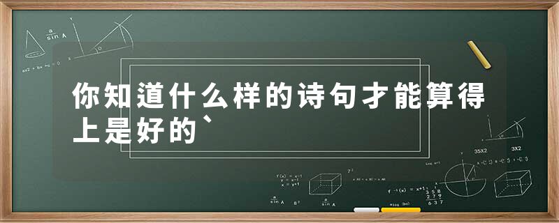 你知道什么样的诗句才能算得上是好的`