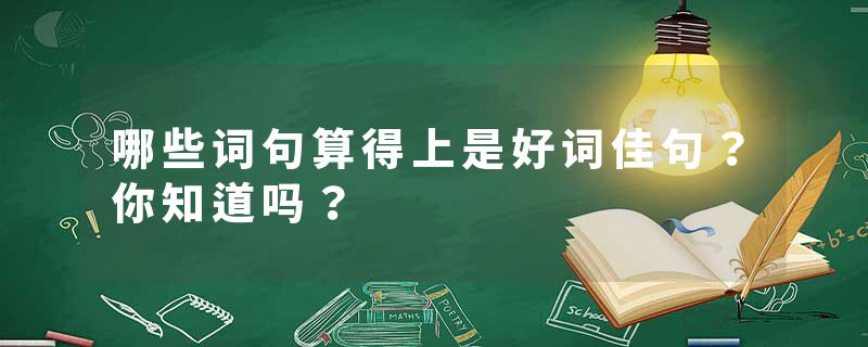 哪些词句算得上是好词佳句？你知道吗？