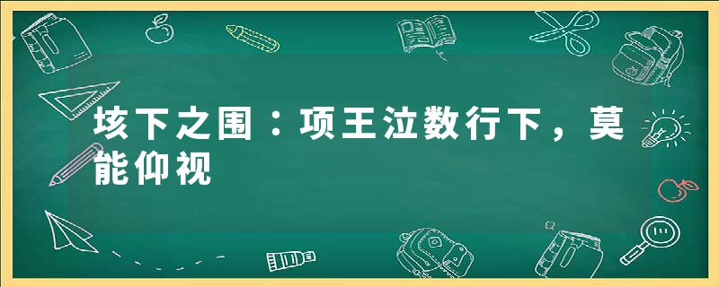 垓下之围：项王泣数行下，莫能仰视