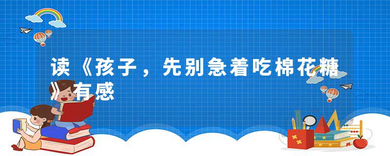 读《孩子，先别急着吃棉花糖》有感