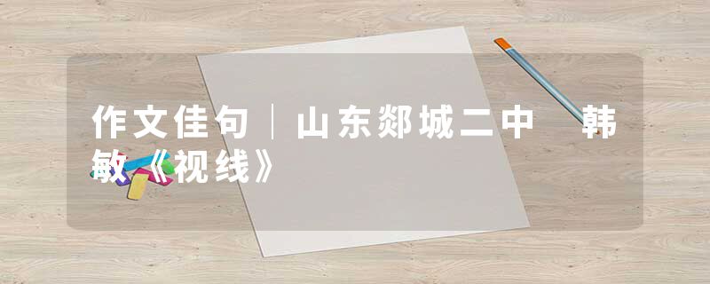 作文佳句|山东郯城二中 韩敏《视线》