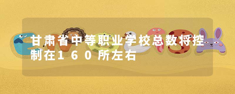 甘肃省中等职业学校总数将控制在160所左右