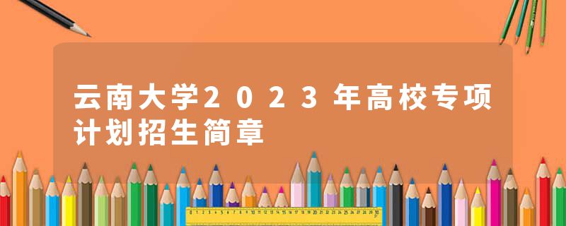 云南大学2023年高校专项计划招生简章