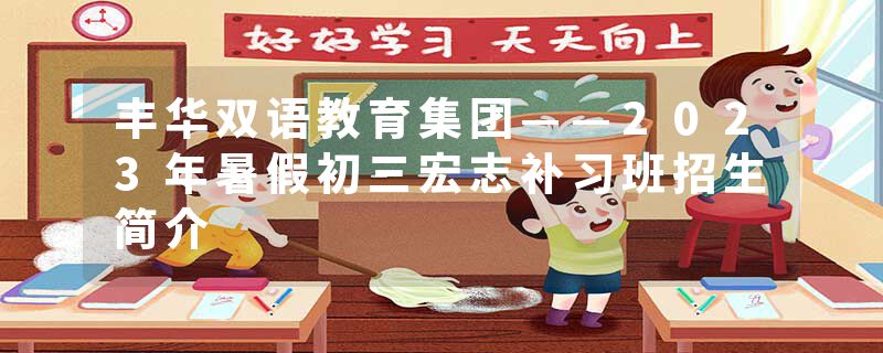 丰华双语教育集团——2023年暑假初三宏志补习班招生简介