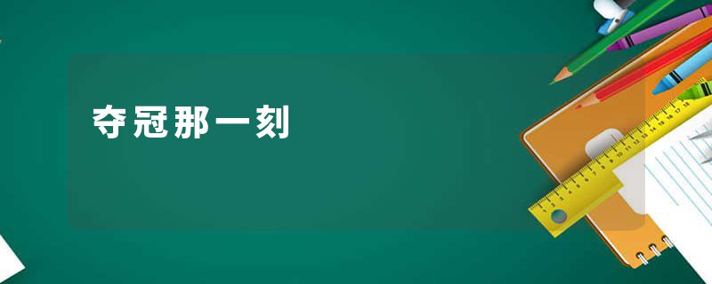 夺冠那一刻