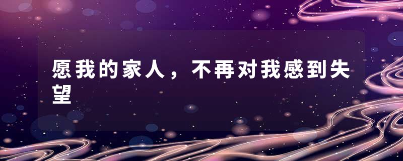 愿我的家人，不再对我感到失望