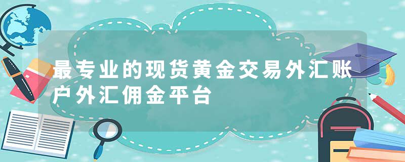 最专业的现货黄金交易外汇账户外汇佣金平台