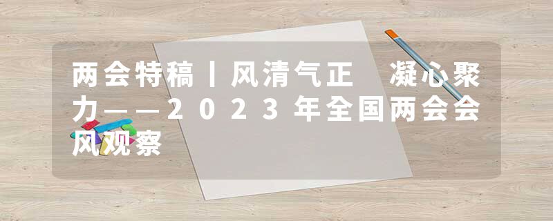 两会特稿丨风清气正 凝心聚力——2023年全国两会会风观察