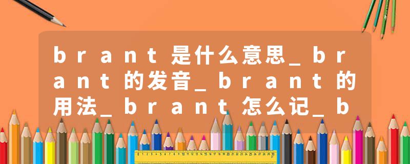brant是什么意思_brant的发音_brant的用法_brant怎么记_brant翻译