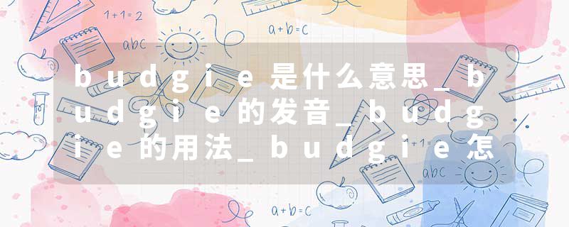 budgie是什么意思_budgie的发音_budgie的用法_budgie怎么记_budgie翻译