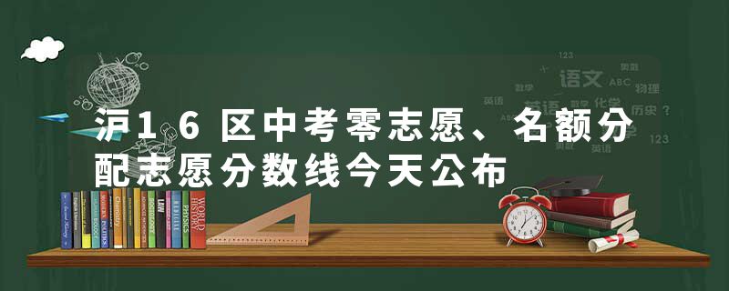 沪16区中考零志愿、名额分配志愿分数线今天公布