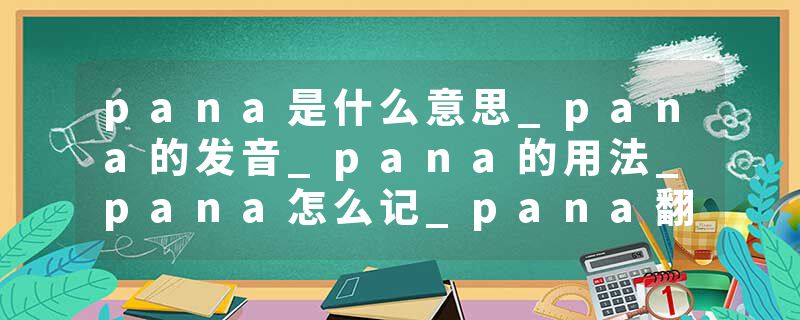 pana是什么意思_pana的发音_pana的用法_pana怎么记_pana翻译