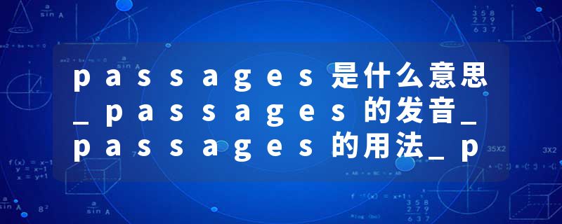 passages是什么意思_passages的发音_passages的用法_passages怎么记_passages翻译