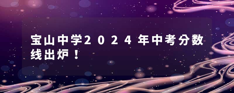 宝山中学2024年中考分数线出炉！