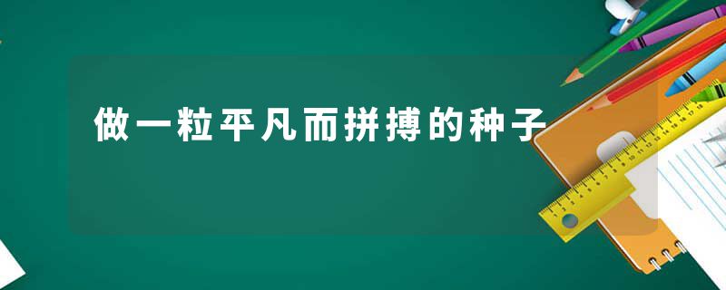 做一粒平凡而拼搏的种子