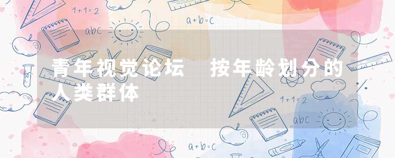 青年视觉论坛 按年龄划分的人类群体