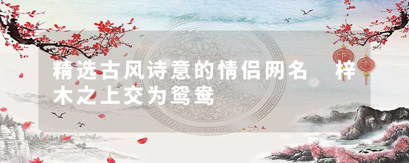 精选古风诗意的情侣网名 梓木之上交为鸳鸯