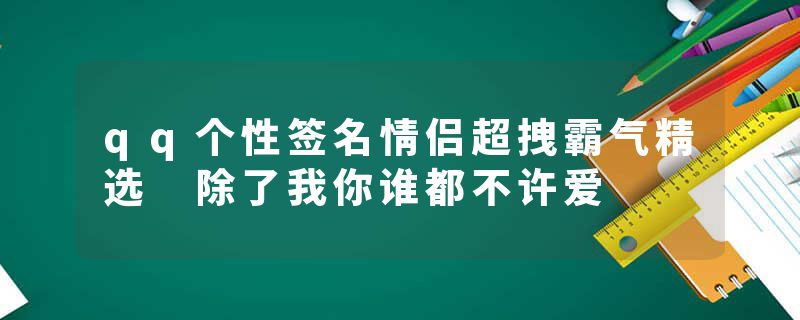 qq个性签名情侣超拽霸气精选 除了我你谁都不许爱