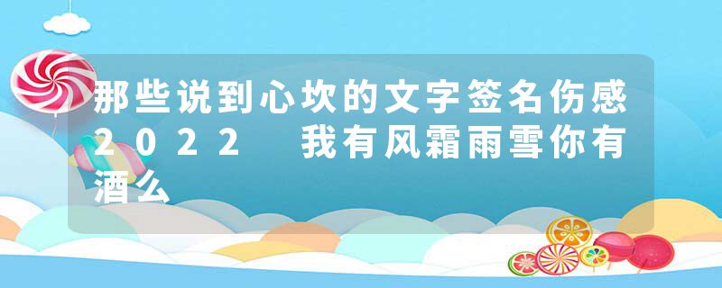 那些说到心坎的文字签名伤感2022 我有风霜雨雪你有酒么