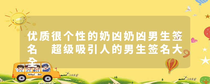 优质很个性的奶凶奶凶男生签名 超级吸引人的男生签名大全