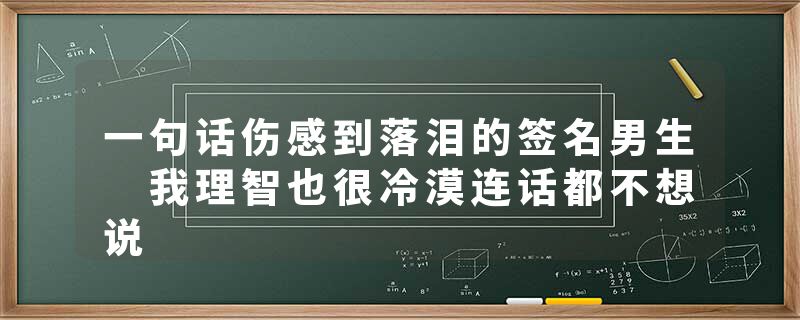 一句话伤感到落泪的签名男生 我理智也很冷漠连话都不想说