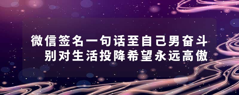 微信签名一句话至自己男奋斗 别对生活投降希望永远高傲